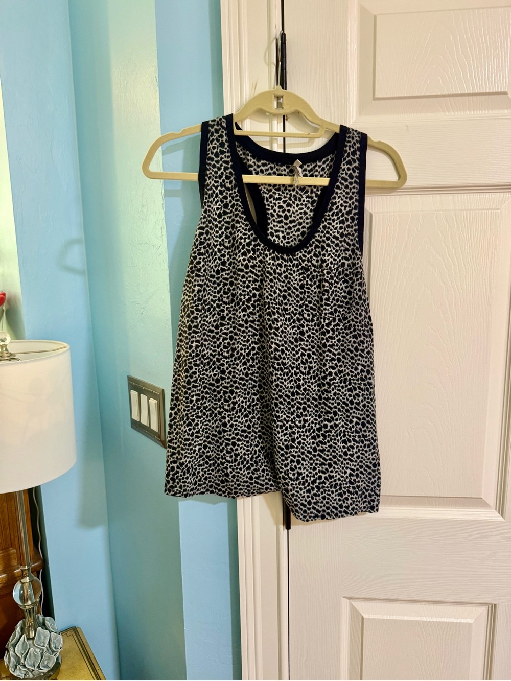 Joie Silk Black and White Animal Print Sleeveless Tank Top